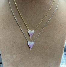 Load image into Gallery viewer, Pink Ombre Pave Drip Heart Necklace