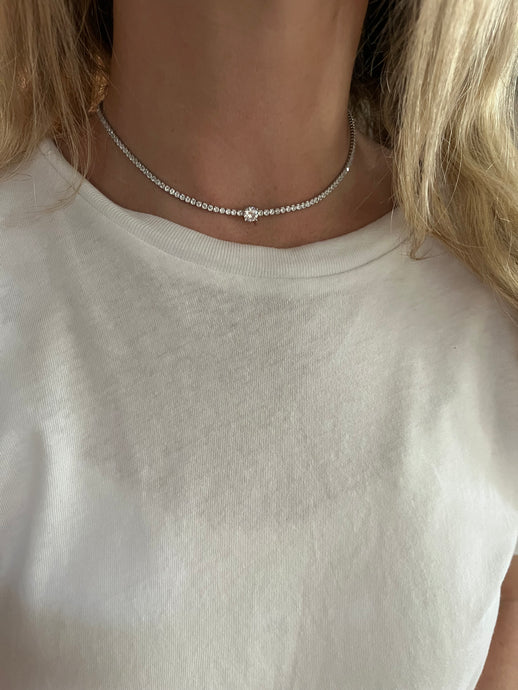 Tennis Choker with Center Stone