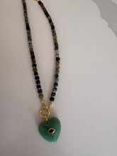 Load image into Gallery viewer, Green with Envy Heart Charm Necklace