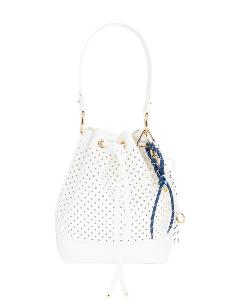 Perforated Vegan Leather Bucket Bag