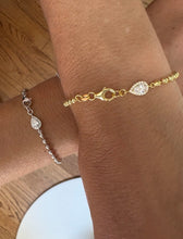 Load image into Gallery viewer, Sterling Beaded Ball Diamond Clip Bracelet