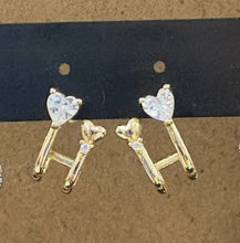 Load image into Gallery viewer, “Double” Post Back Heart Earrings