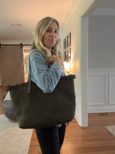 Load image into Gallery viewer, Large Neoprene Woven Bag with Fringe