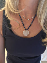 Load image into Gallery viewer, Navy Blue Gemstone and Gold Bead Necklace