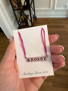Enamel Nameplate Cord Necklace