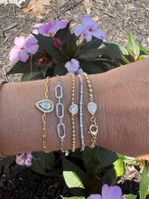 Load image into Gallery viewer, Sterling Beaded Ball Diamond Clip Bracelet