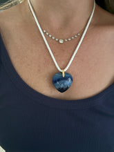 Load image into Gallery viewer, Blue Lapis Heart Charm on White Cord Necklace