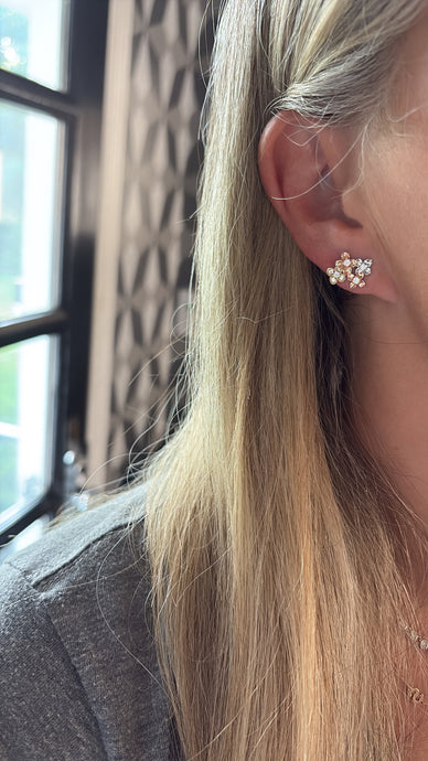 Tri Color Flower Post Earrings