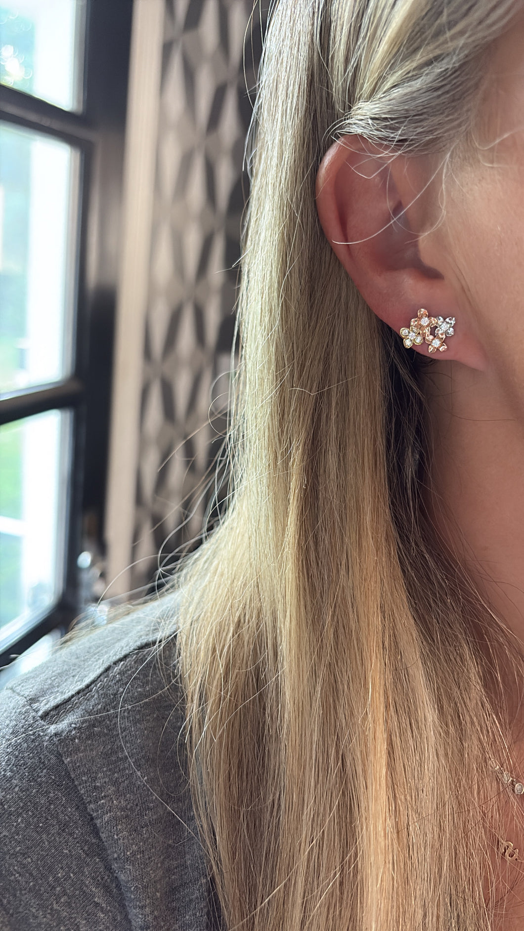 Tri Color Flower Post Earrings