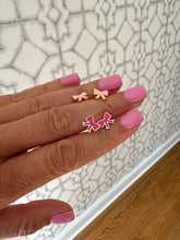 Load image into Gallery viewer, Pink Enamel Bow Earrings
