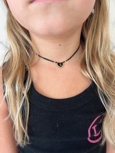 Single Enamel Heart Initial Cord Necklace