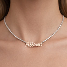 Load image into Gallery viewer, Personalized Nameplate Tennis Necklace