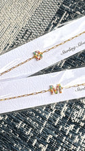 Load image into Gallery viewer, CZ Initial Bracelet on Paperclip Chain