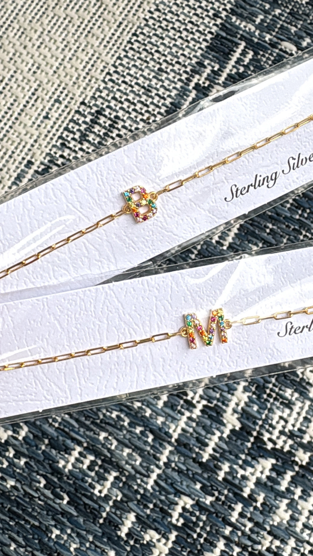 CZ Initial Bracelet on Paperclip Chain