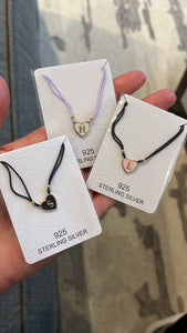 Single Enamel Heart Initial Cord Necklace