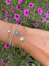 Load image into Gallery viewer, Pave Heart Double Chain Bracelet