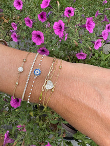 Pave Heart Double Chain Bracelet