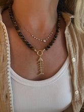 Load image into Gallery viewer, Tiger Eye Beaded Chain + Fish Charm