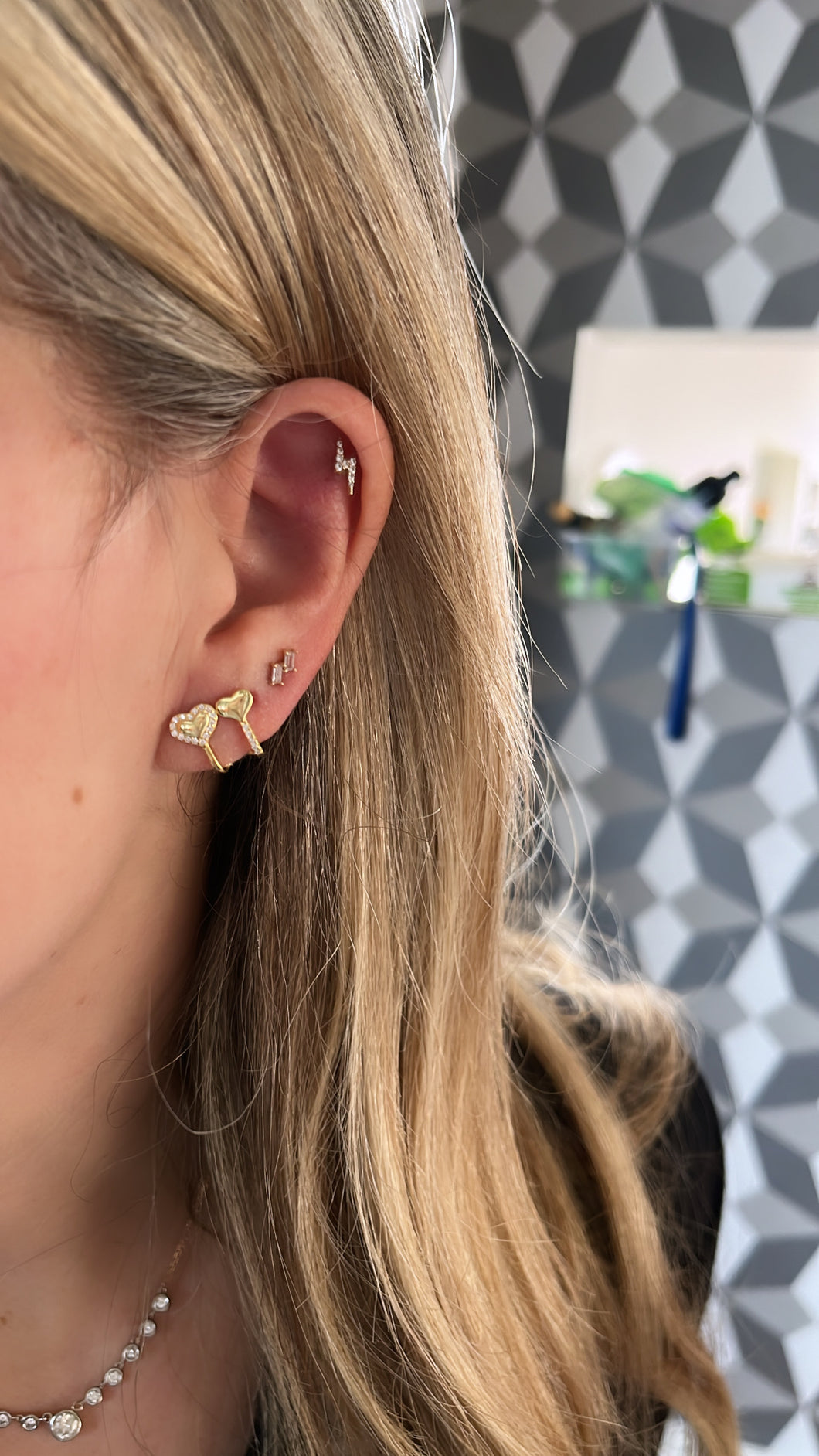 Single Post Back Double Heart Earrings