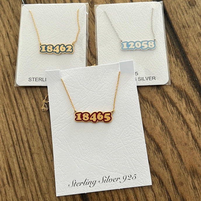 Camp Zip Code Enamel Nameplate