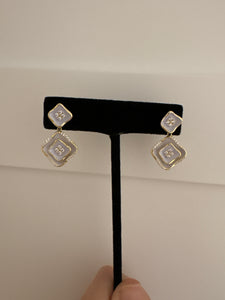 MOP and Pave Drop Earrings