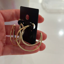 Load image into Gallery viewer, Gold Filled and Pave Double Hoop Earrings