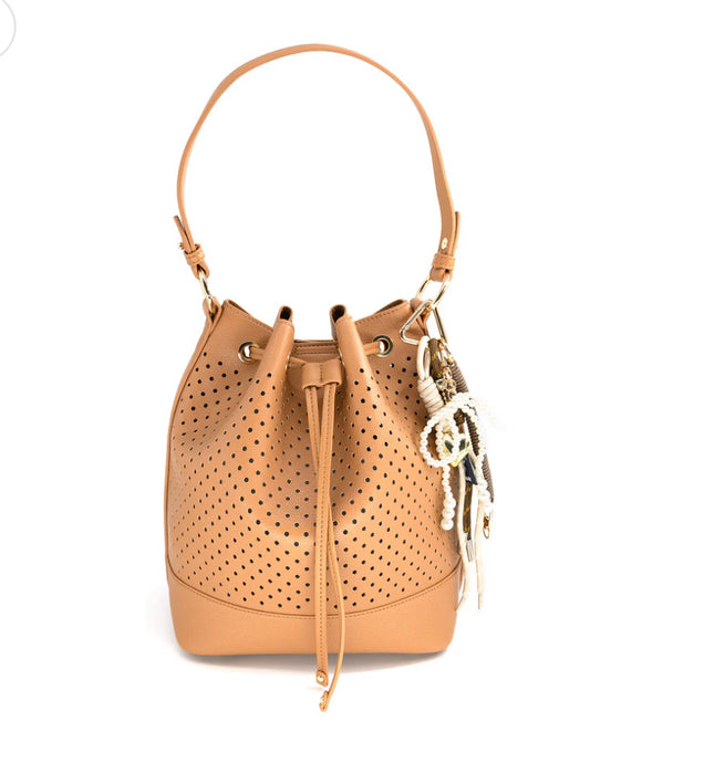 Perforated Vegan Leather Bucket Bag