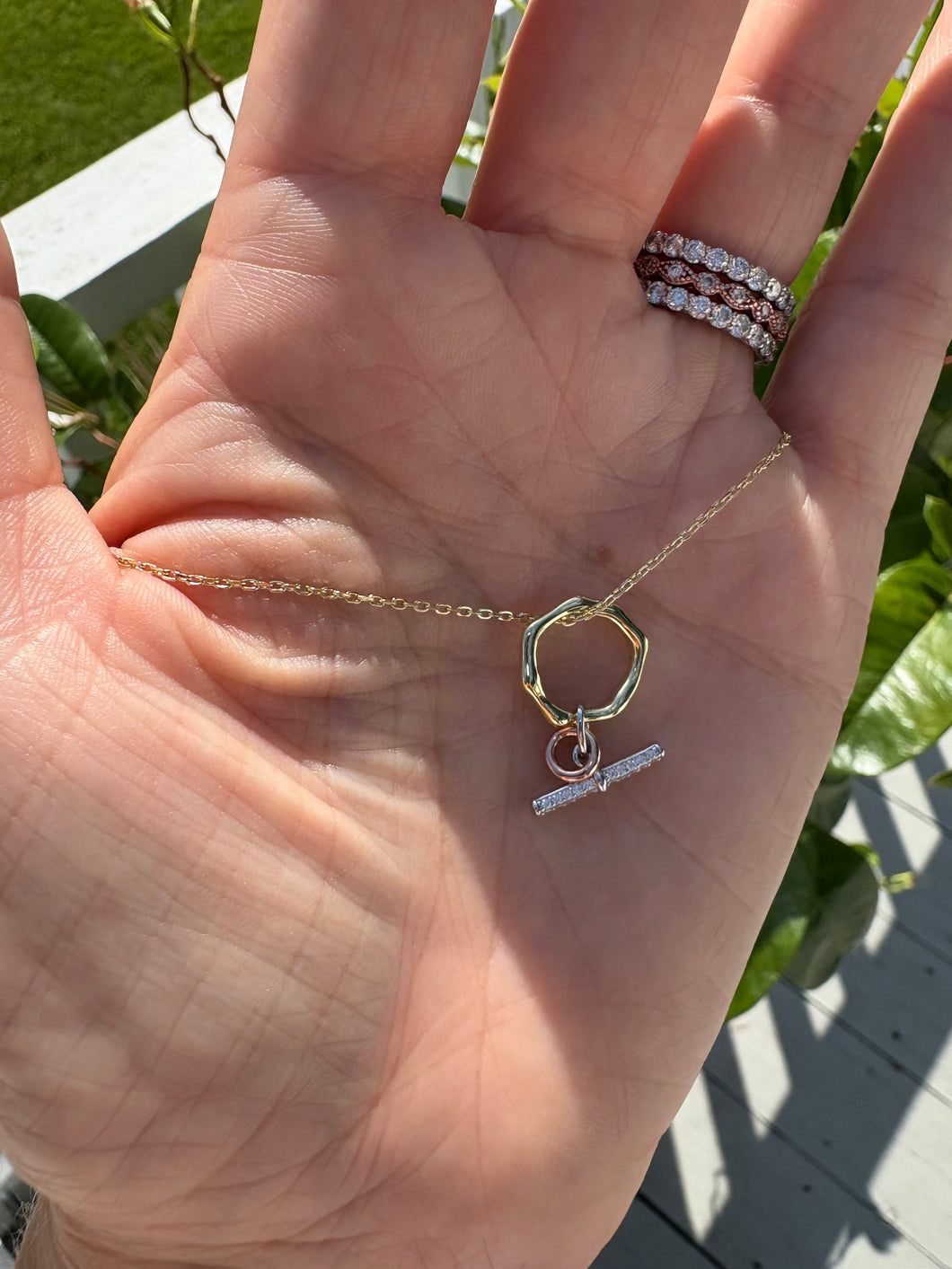 Tri Color Circle Necklace