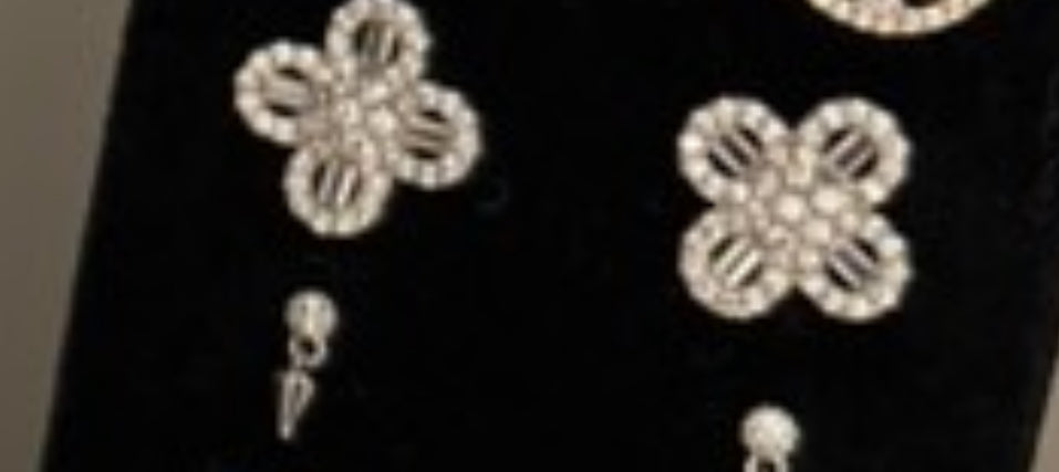 Pave and Baguette Flower Post Earrings