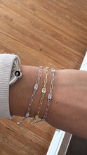 Load image into Gallery viewer, Sterling Silver “Diamonds” Paperclip Bracelet