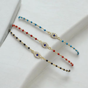Dainty Beaded Heart, Hamsa and Evil Eye Bracelets
