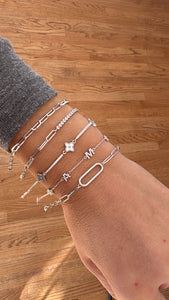 Pave Oval Paperclip Bracelet