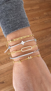 Pave Oval Paperclip Bracelet