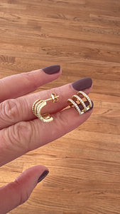 Triple Cuff Post Huggie