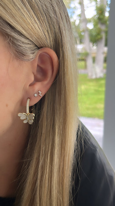 Stunning Pave Butterfly Hoops