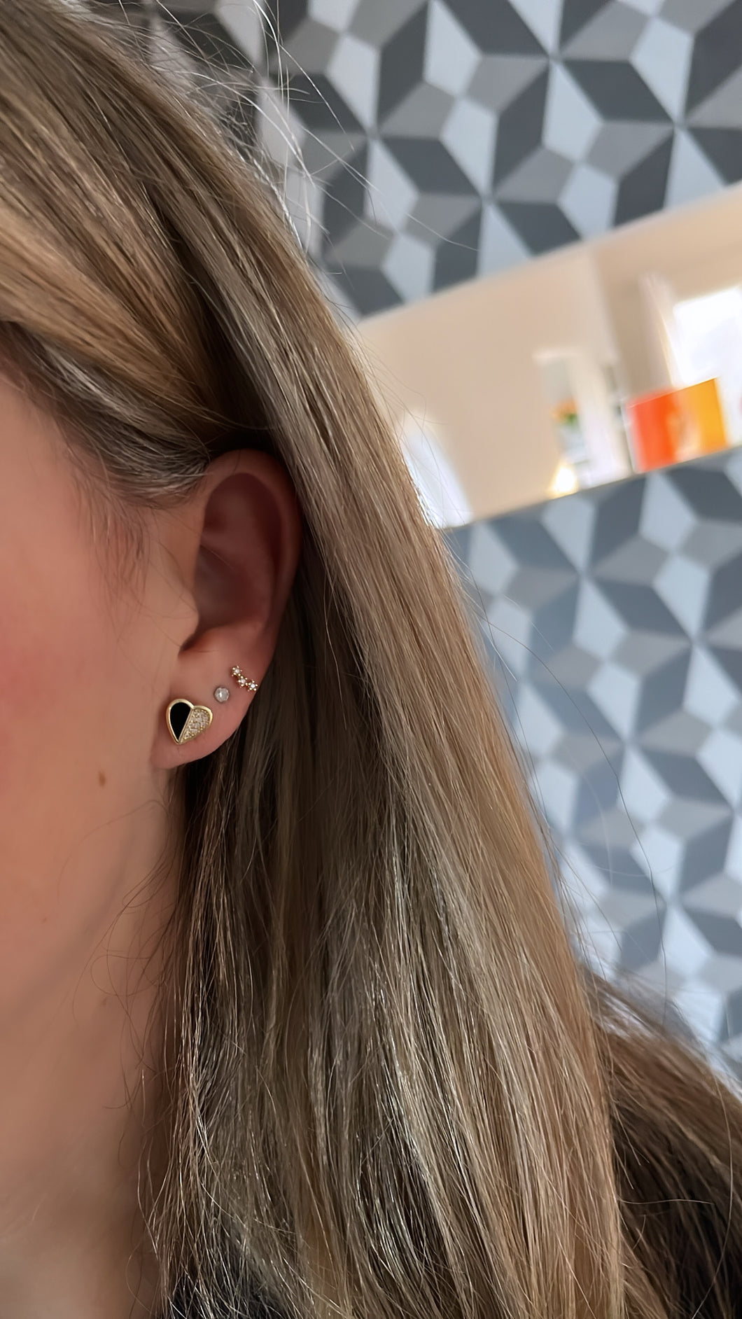 Half and Half Heart Earrings