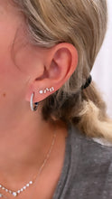 Load image into Gallery viewer, Sterling Silver CZ Small Hoop with Blue Stone