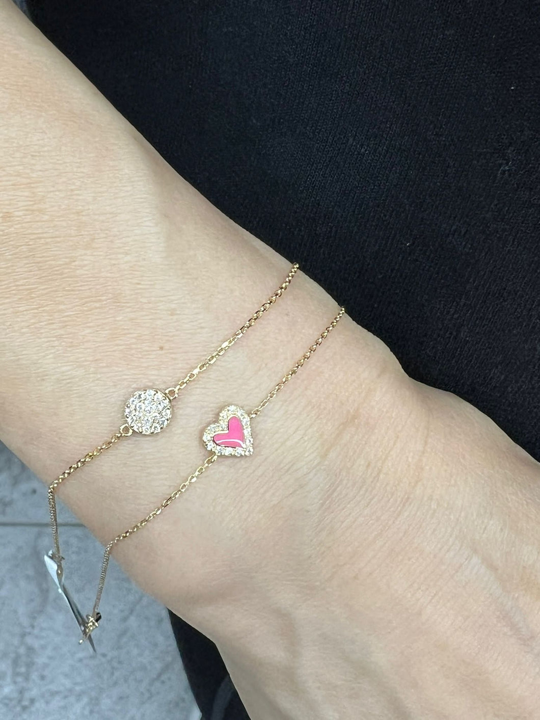 14k gold / Diamond disc bracelet