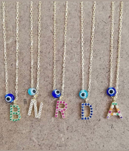 Evil Eye Initial Necklaces