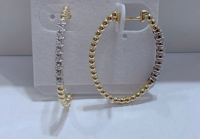 Two Tone Sterling CZ Earrings