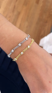 Curb Chain and Bezel Stars Bracelet