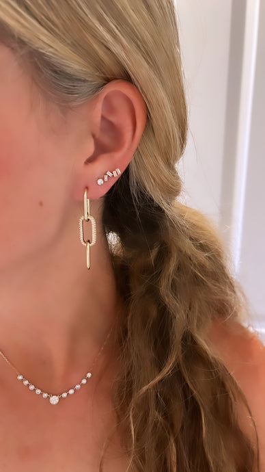 Paperclip CZ Drop Earrings