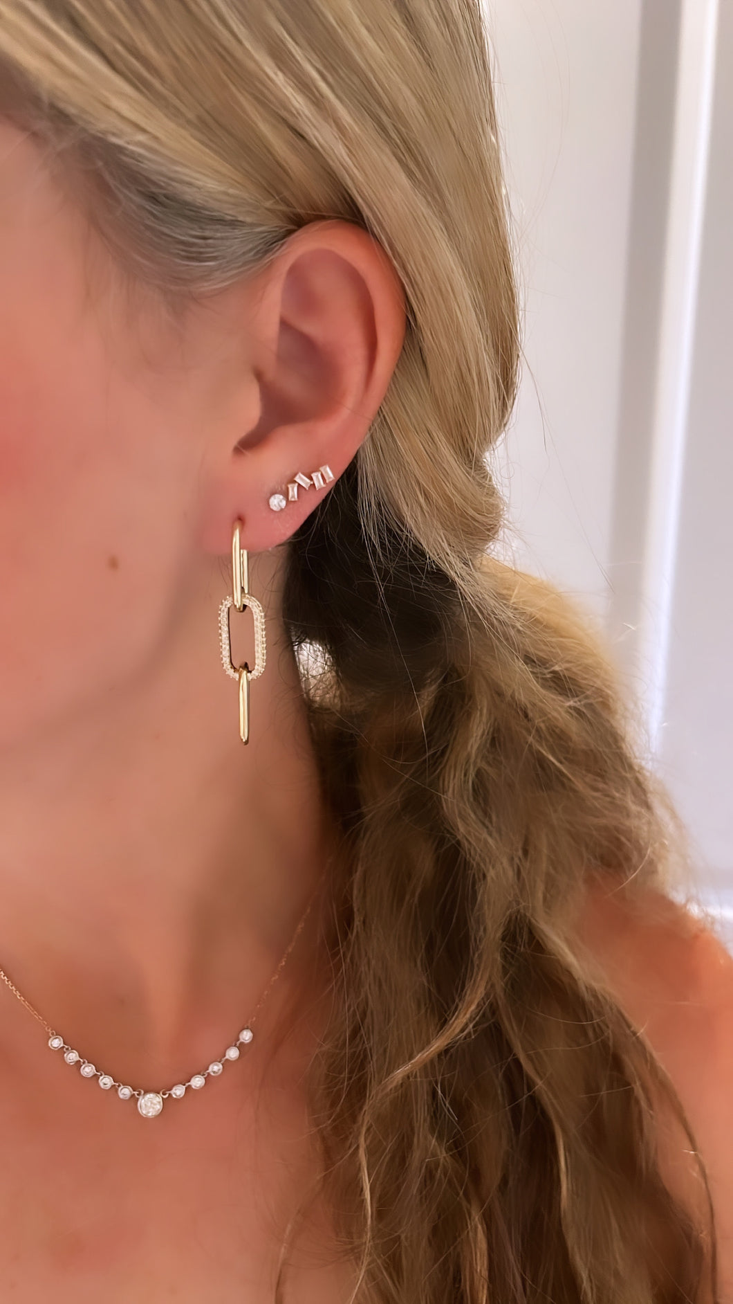 Paperclip CZ Drop Earrings