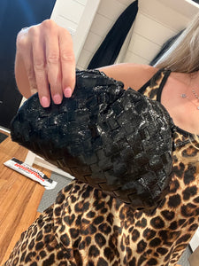 Metallic Woven Clutch Bag