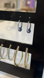 Sterling Silver CZ Huggie with Blue Stone Ball