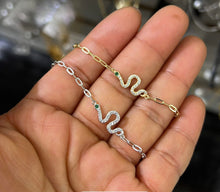 Load image into Gallery viewer, Paperclip Pave Snake Bracelet