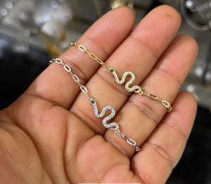 Paperclip Pave Snake Bracelet