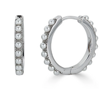 Load image into Gallery viewer, Double Sided Pearl Hoop Earrings