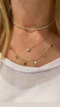 Load image into Gallery viewer, Dainty 1/2 and 1/2 Gem Necklace