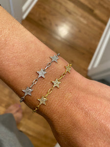 Link Bracelet with CZ Stars